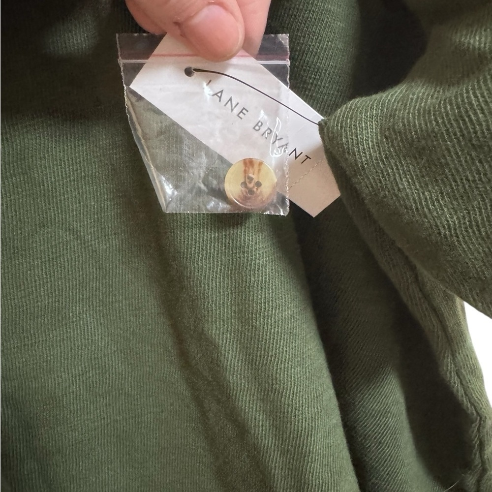 Lane Bryant Green Off The Shoulder Button Up Blouse - 22/24 - Picture 6 of 6